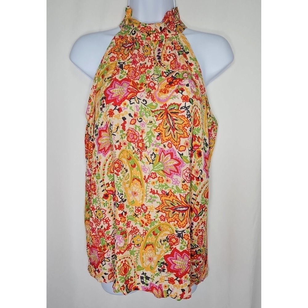 Cynthia Rowley Floral High-Neck Sleeveless Top Size Small NWT